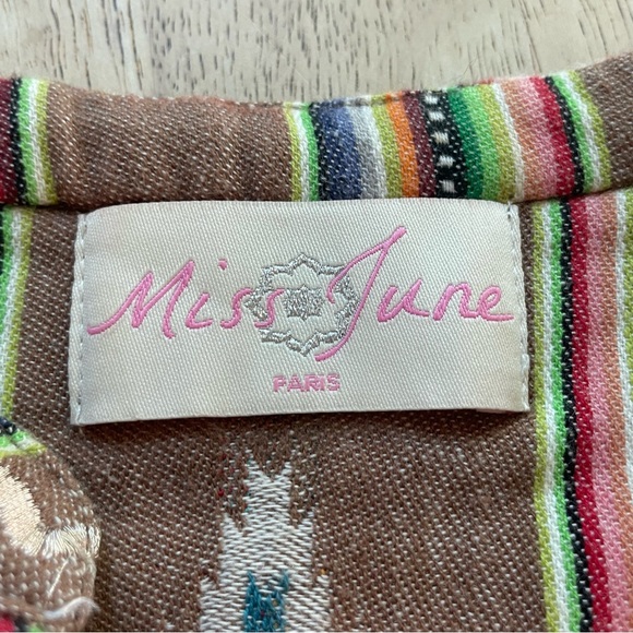 Miss June Paris Southwest Stripe Embroidered Poncho Top or Mini Dress Excel. Md - Picture 8 of 13